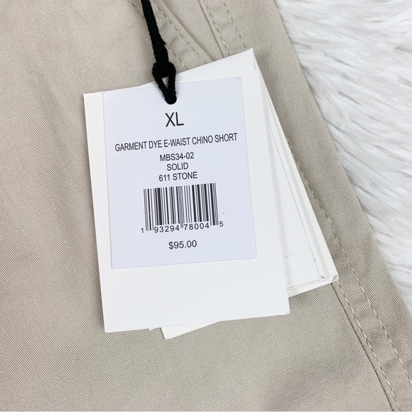 Onia NWT men XL Garment Dye E-waist chino Shorts in Stone elastic waist - Picture 5 of 13